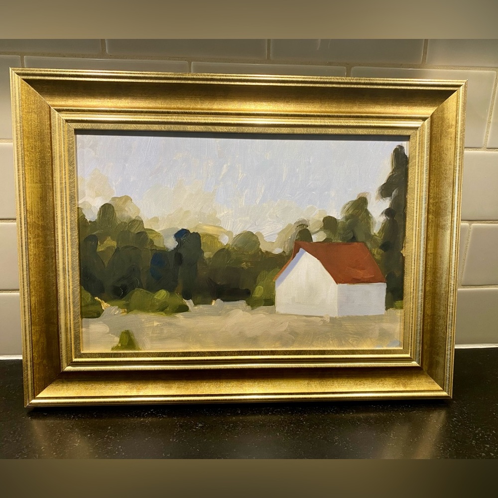 Theshold Studio McGee 12”x16” Framed Art Canvas Woodland Farmhouse White Cottage